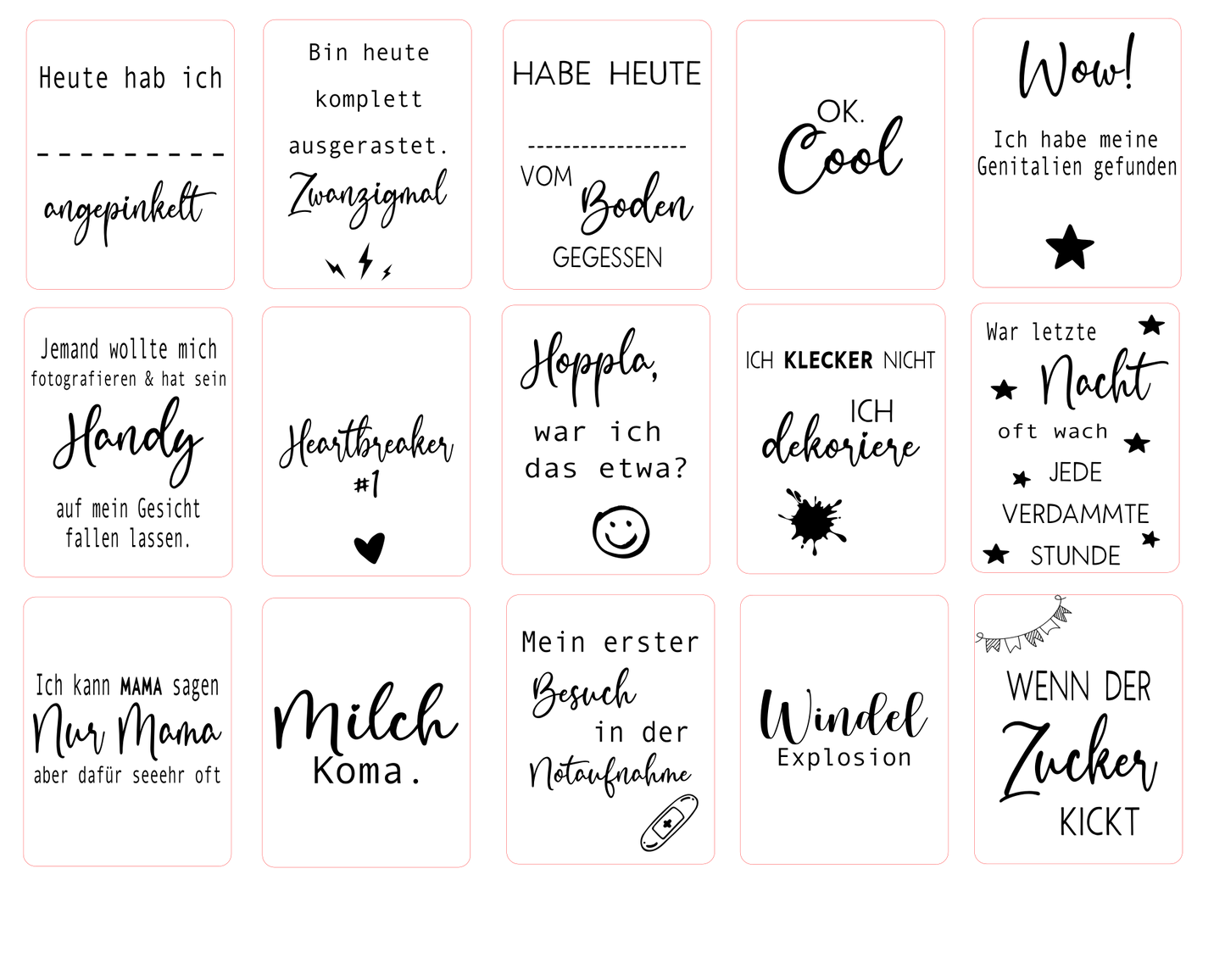 Meilensteinkarten "Ehrlich & lustig" - Primaskitchen